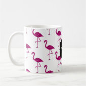 Glitterende flamingo Roze glitters patroon Monogra Koffiemok (Links)