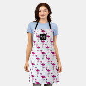 Glitterende flamingo Roze glitters patroon Monogra Schort (Gedragen)