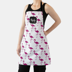 Glitterende flamingo Roze glitters patroon Monogra Schort