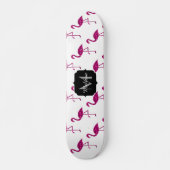 Glitterende flamingo Roze glitters patroon Monogra Skateboard (Voorkant)