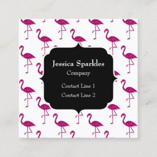 Glitterende flamingo Roze glitters patroon Monogra Vierkante Visitekaartje