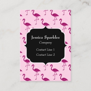Glitterende flamingo Roze glitters patroon Monogra Visitekaartje