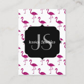 Glitterende flamingo Roze glitters patroon Monogra Visitekaartje (Achterkant)
