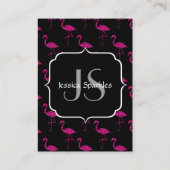 Glitterende flamingo Roze glitters patroon Monogra Visitekaartje (Achterkant)