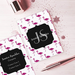 Glitterende flamingo Roze glitters patroon Monogra Visitekaartje
