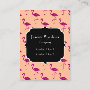 Glitterende flamingo Roze glitters patroon Monogra Visitekaartje