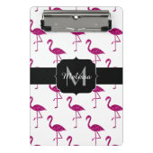 Glitterende flamingo Roze glitterspatroon Monogram Mini Klembord (Voorkant)