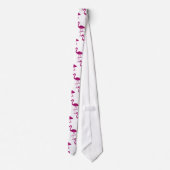 Glitterende flamingo Roze nepschitterpatroon wit Stropdas (Achterkant)