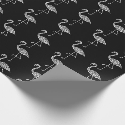 Glitterende flamingo Zilveren glitter glinstering Cadeaupapier (Hoek)