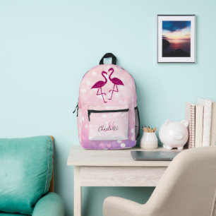 Glitterende flamingo's Roze glitter glinstert Init Bedrukte Rugzak
