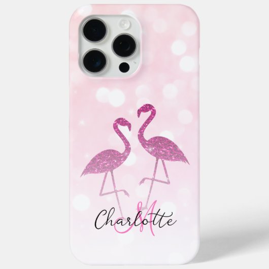 Glitterende flamingo's Roze glitter glinstert Mono Case-Mate iPhone Case (Achterkant)