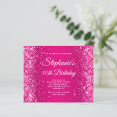 Glitterende Framboos Roze Ombre 50e Verjaardag (Staand voorkant)