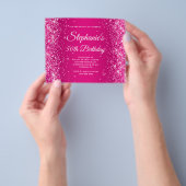 Glitterende Framboos Roze Ombre 50e Verjaardag Flyer (Hand)