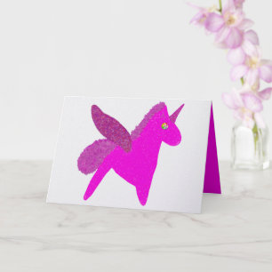 Glitterende fuchsia eenhoorn glinsterende pegasus kaart