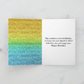 Glitterende gele en blauwe verloop glitters verjaa kaart (Binnen)