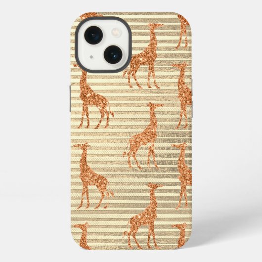 Glitterende Giraffe op Goud Folie iPhone Hoesje (Achterkant)