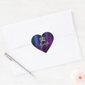 Glitterende Glamour Crown Blue Paarse Hart Sticker (Envelop)