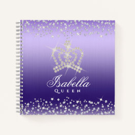 Glitterende Glamour Crown Paarse Notitieboek