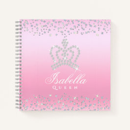 Glitterende Glamour Crown Pink Notitieboek