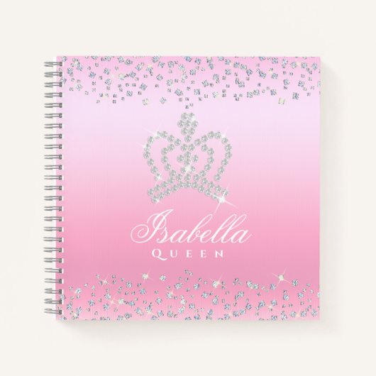 Glitterende Glamour Crown Pink Notitieboek (Voorkant)