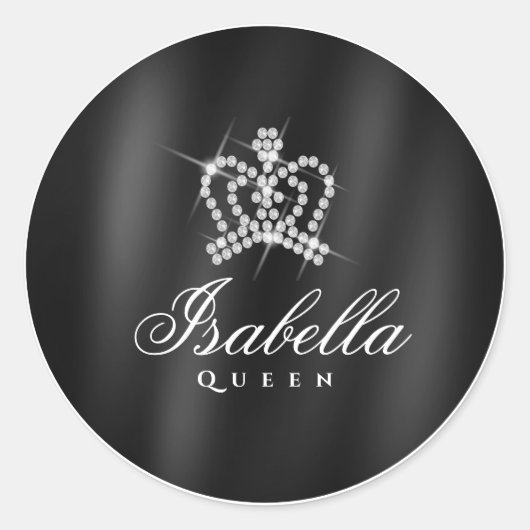 Glitterende Glamour Crown Zwart Wit Ronde Sticker (Voorkant)