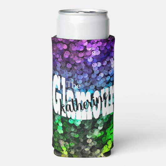 Glitterende Glamour Sequin Seltzer Blikjeskoeler (Seltzer Voorkant)