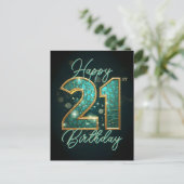 Glitterende glamoureuze turquoise goud zwarte 21e  briefkaart (Staand voorkant)