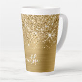 Glitterende Glanzende Gouden Glam Naam Latte Mok (Rechterhoek)
