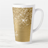 Glitterende Glanzende Gouden Glam Naam Latte Mok (Rechts)
