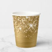 Glitterende Glanzende Gouden Glam Script Naam Papieren Bekers (Achterkant)