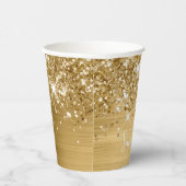 Glitterende Glanzende Gouden Glam Script Naam Papieren Bekers (Rechts)