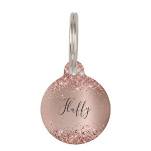 Glitterende Glitter Roze Goud Glam Gradiënt Huisdierpenning