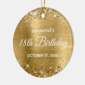 Glitterende Goud Folie 18e Verjaardag Keramisch Ornament (Links)