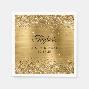 Glitterende goud folie 21e verjaardag servet