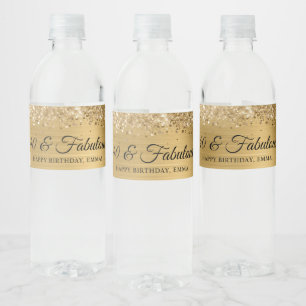 Glitterende Goud Folie 40 & Fabulous Waterfles Etiket