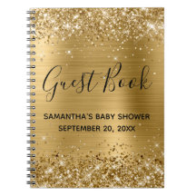 Glitterende Goud Folie Baby Shower Gastboek