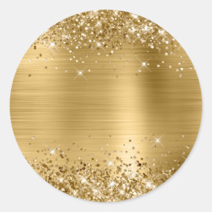 Glitterende Goud Folie Blank Ronde Sticker