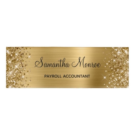 Glitterende goud folie naambadge (Voorkant)