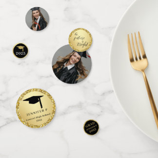 Glitterende gouden afstudeerfoto Bijzondere afstud Confetti