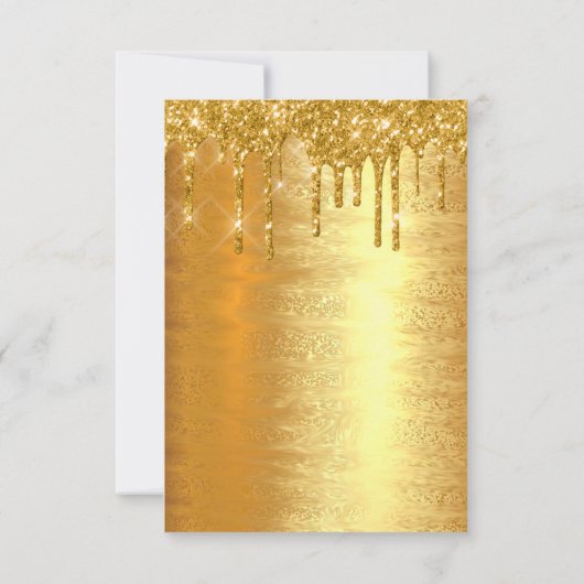 Glitterende gouden druppels formeel bruilofts eleg kaart (Achterkant)