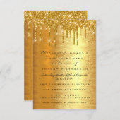 Glitterende gouden druppels formeel bruilofts eleg kaart (Voorkant / Achterkant)
