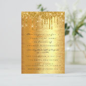 Glitterende gouden druppels formeel elegant bruilo kaart (Staand voorkant)