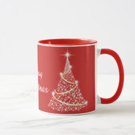 Glitterende gouden en witte kerstboom vakantie mok