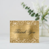 Glitterende Gouden Folie 21e Verjaardag Fancy Beda Briefkaart (Staand voorkant)