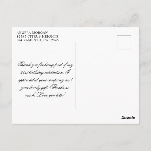 Glitterende Gouden Folie 21e Verjaardag Fancy Beda Briefkaart (Achterkant)