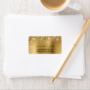 Glitterende Gouden Folie Bruiloft Etiket
