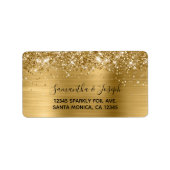 Glitterende Gouden Folie Bruiloft Etiket (Voorkant)