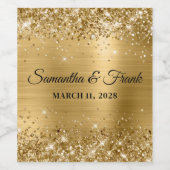 Glitterende Gouden Folie Bruiloft Wijn Etiket (Enkel label)