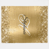 Glitterende Gouden Folie Fancy Monogram Fleece Deken (Voorkant (Horizontaal))