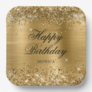 Glitterende Gouden Folie Fancy Verjaardag Papieren Bordje